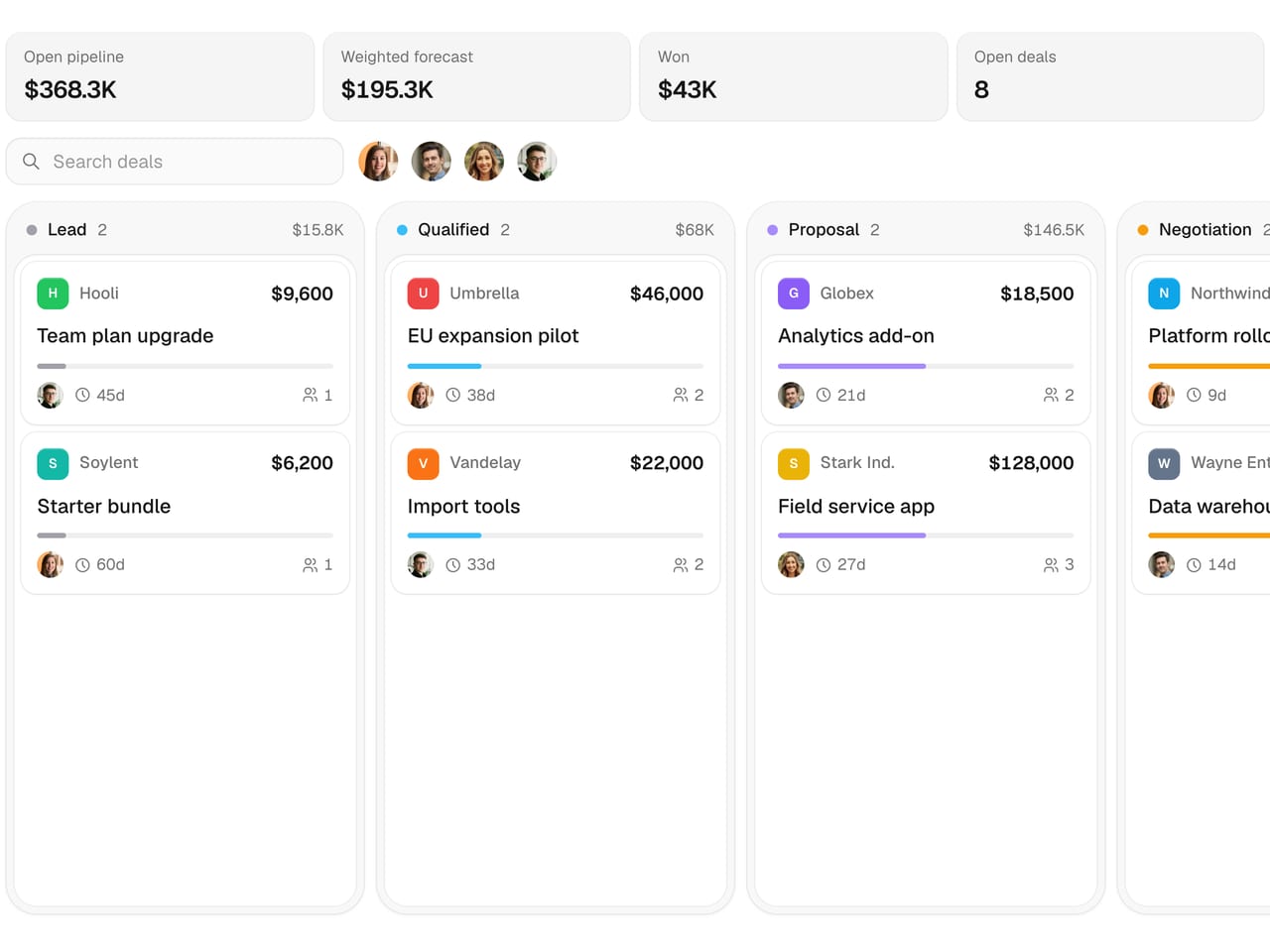 Deal Pipeline: React component · uibrik